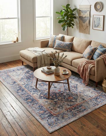 Navy Blue Washable Yara Rug