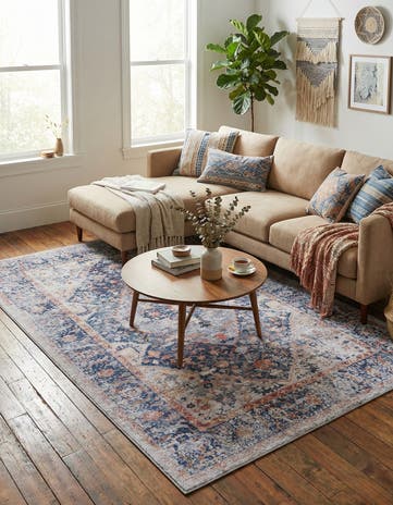 Navy Blue Washable Yara Rug