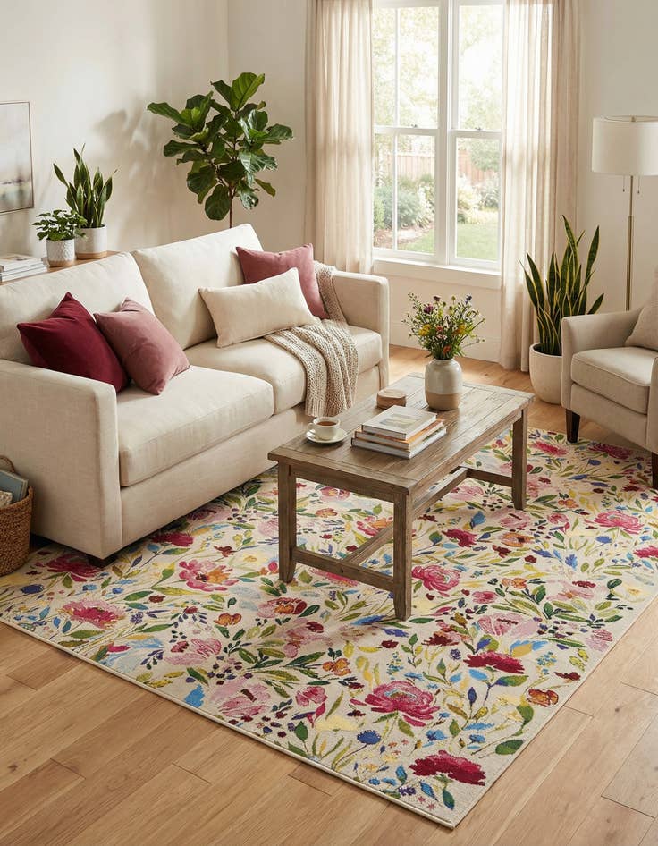 Detail image of 7' x 10' Easy-Clean Botanical Indoor / Outdoor Rug