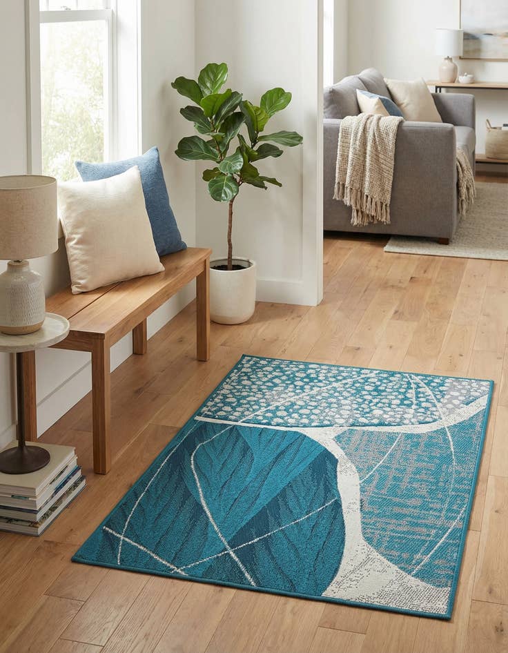 Detail image of  2' x 3' 1  Washable Modern Indoor / Outdoor Rug
