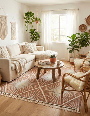 Rust Red Boho Square Rug