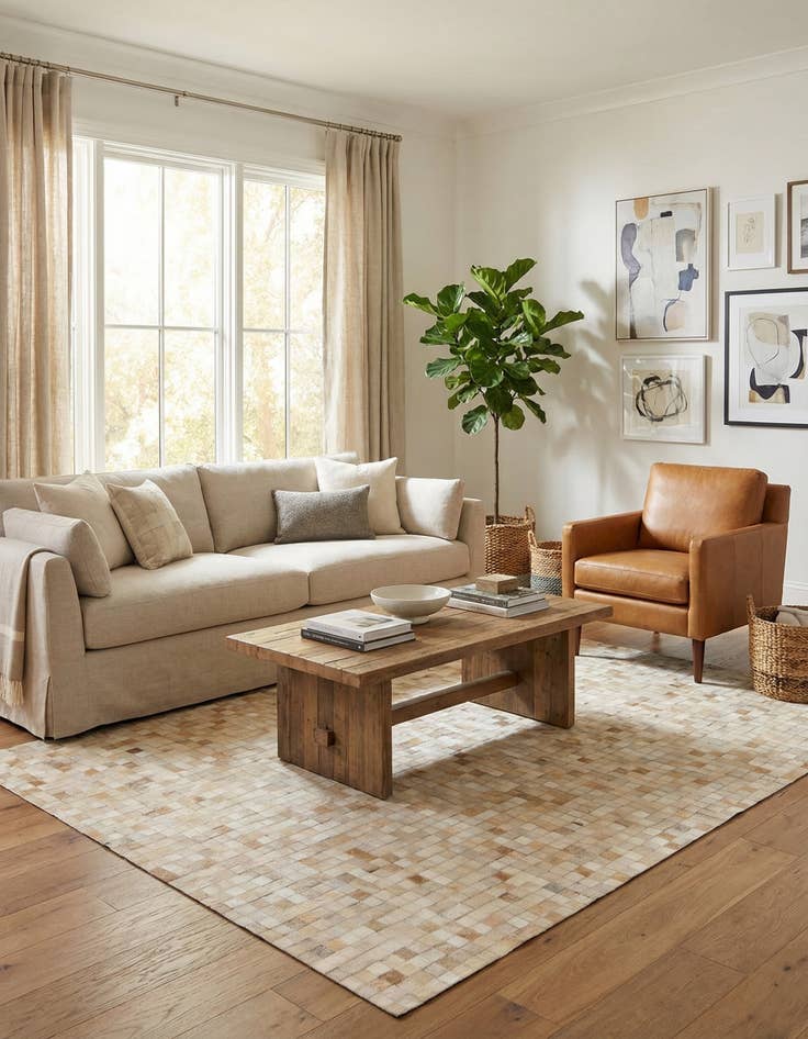 Detail image of 5' 1 x 7' 10 Cowhide Stocks Rug