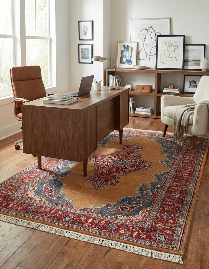 Detail image of 4' 3 x 6' 9  Hand Knotted Kashan Oriental Wool Rug