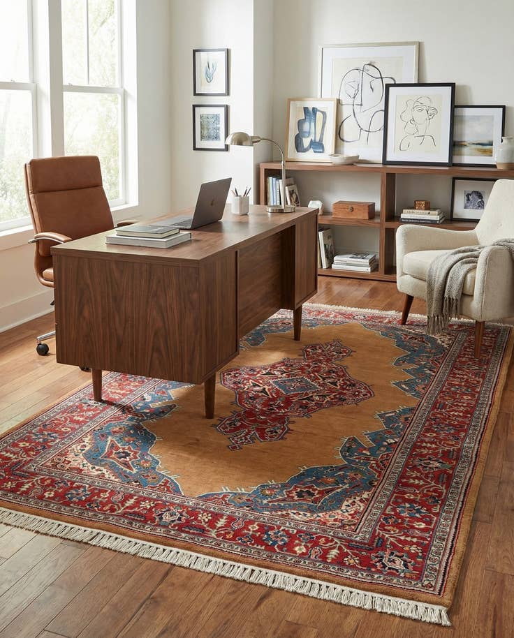 Detail image of 4' 3 x 6' 9 Hand Knotted Kashan Oriental Wool Rug