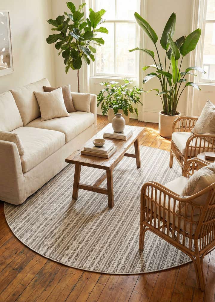 10' x 10' Easy-Clean Ribbon Indoor / Outdoor Round Rug