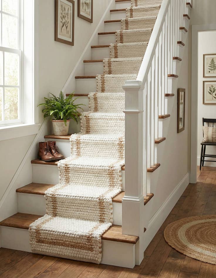 Detail image of  0' 9 x 2' 6  Hand Woven Chindi Jute Stair Rug