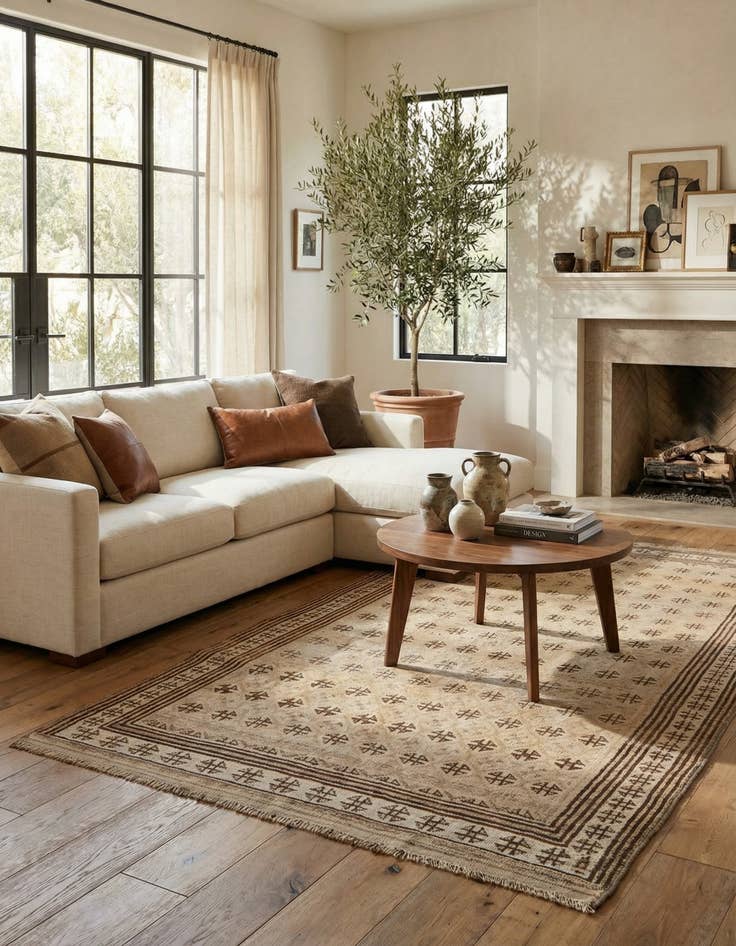 Detail image of 4' 8 x 9' 8  Hand Knotted Moroccan Wool Runner Rug