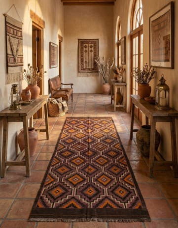 6' 2 x 14' 9 Hand Woven Kilim Fars Wool Runner Rug