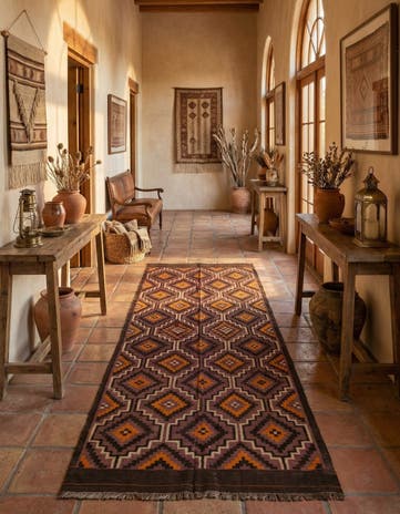 6' 2 x 14' 9 Hand Woven Kilim Fars Wool Runner Rug