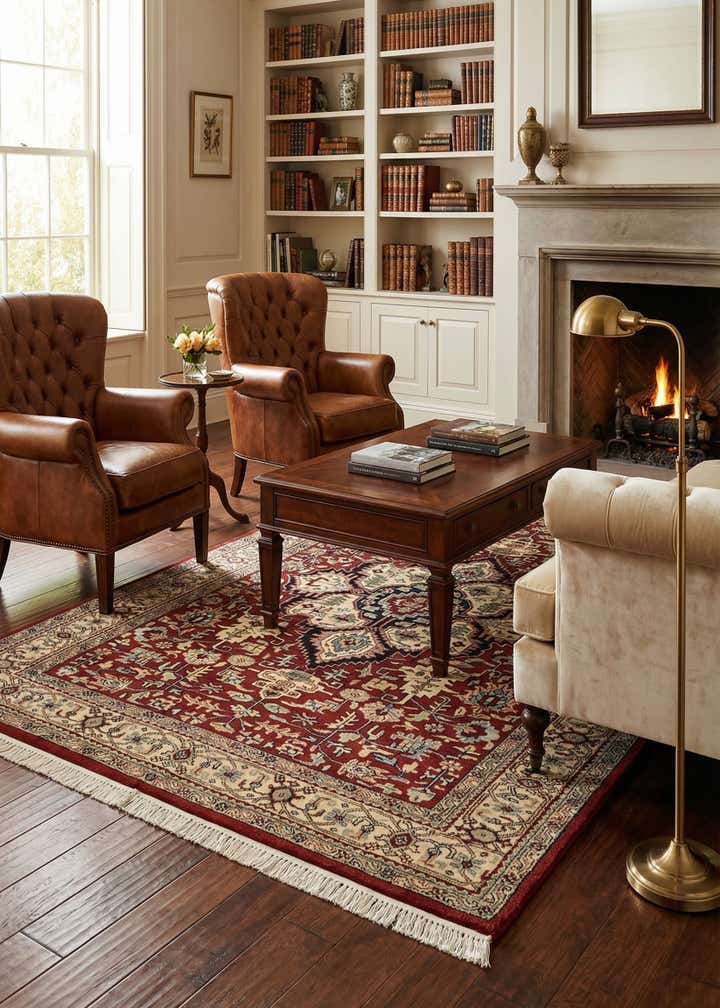 4' 3 x 6' 8 Hand Knotted Jaipur Agra Oriental Wool Rug