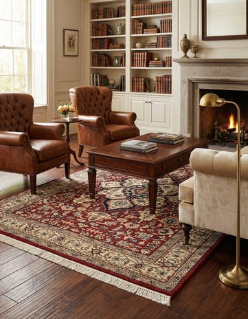 4' 3 x 6' 8 Hand Knotted Jaipur Agra Oriental Wool Rug