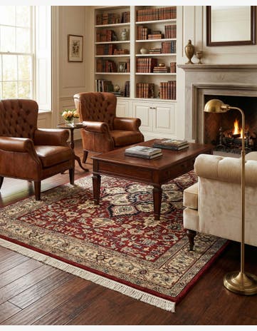 4' 3 x 6' 8 Hand Knotted Jaipur Agra Oriental Wool Rug