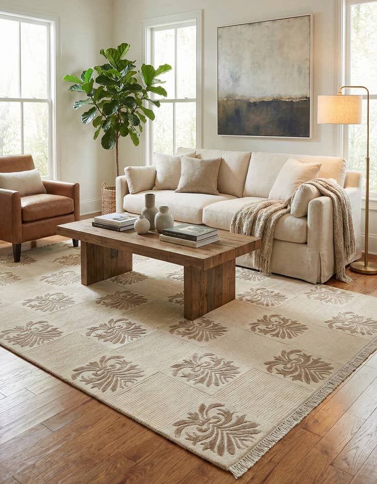 Detail image of  6' 7 x 10'  Hand Knotted Darya Wool Rug