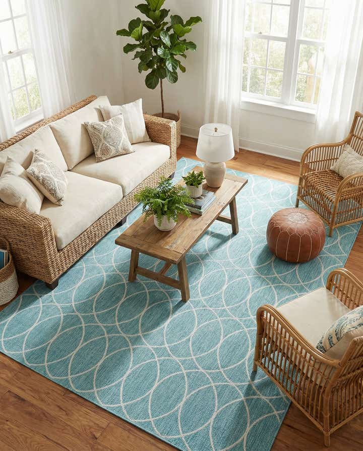 7' 10 x 11' Easy-Clean Trellis Indoor / Outdoor Rug