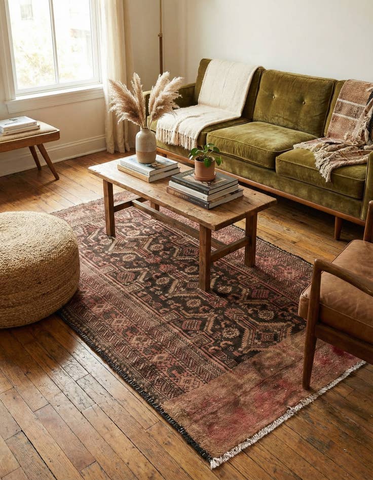 Detail image of 3' 4 x 5' 6  Hand Knotted Ultra Vintage Persian Wool Rug