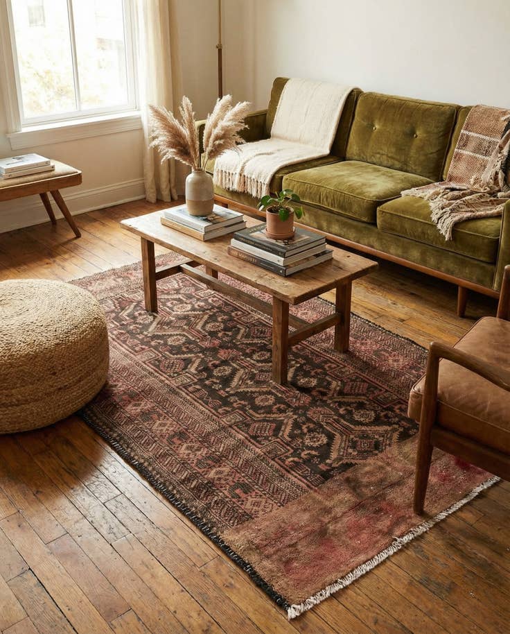 Detail image of 3' 4 x 5' 6 Hand Knotted Ultra Vintage Persian Wool Rug