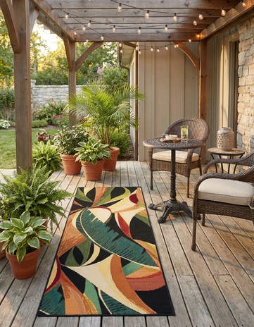 2' x 5' Easy-Clean Botanical Indoor / Outdoor Runner Rug