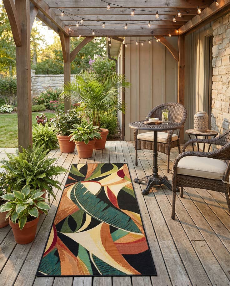 Detail image of 2' x 5' Easy-Clean Botanical Indoor / Outdoor Runner Rug