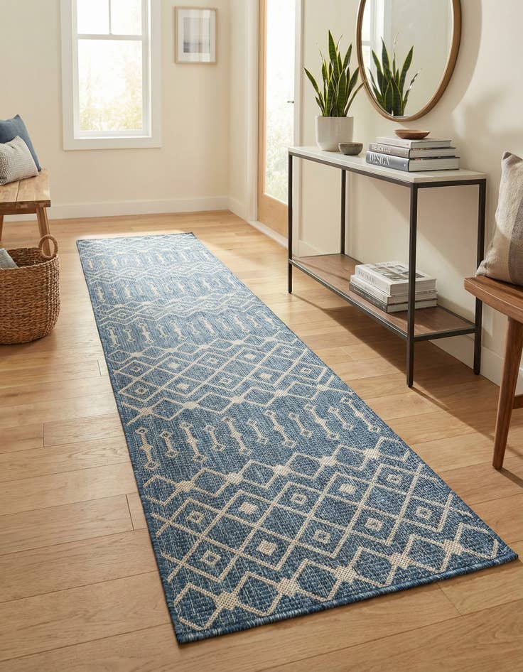 Detail image of 2' x 10' Easy-Clean Trellis Indoor / Outdoor Runner Rug