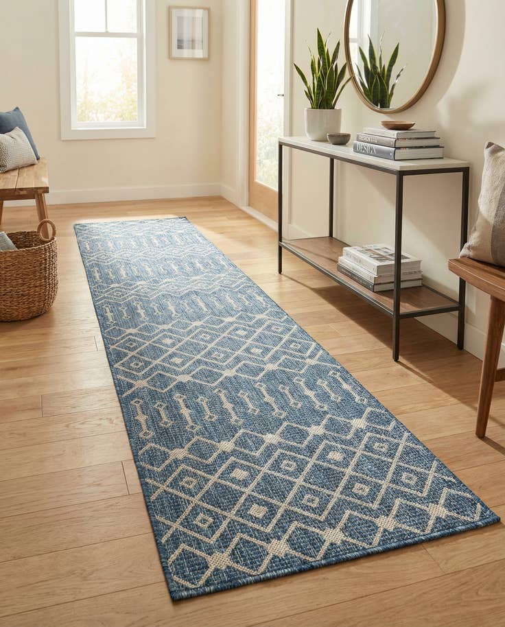 Detail image of 2' x 10' Easy-Clean Trellis Indoor / Outdoor Runner Rug