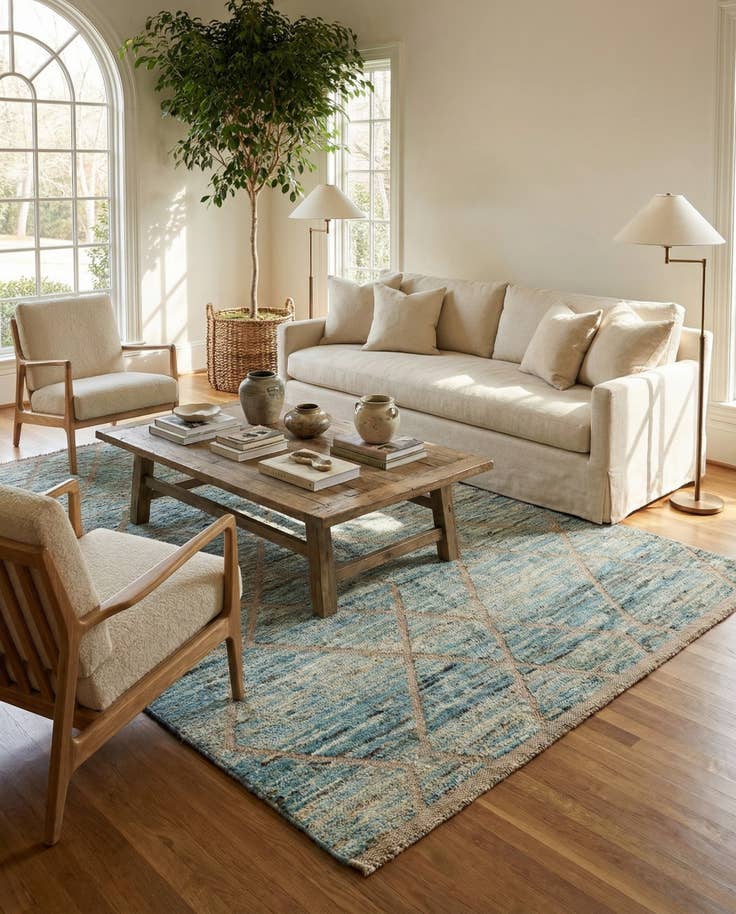 Detail image of 5' 9 x 8' 5 Hand Knotted Moroccan Wool Rug