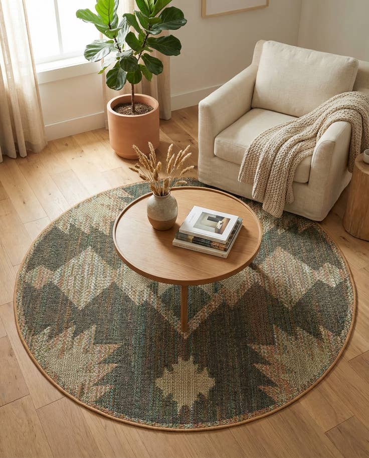 Detail image of 5' 3 x 5' 3 Easy-Clean Baja Indoor / Outdoor Round Rug