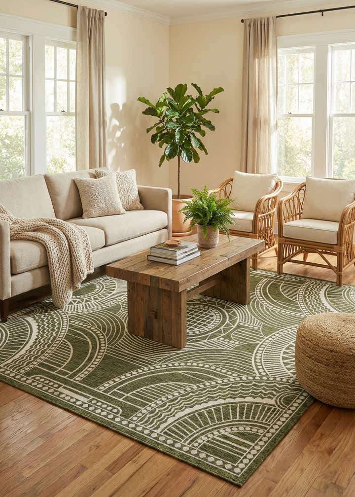 7' 10 x 7' 10 Easy-Clean Traditional Indoor / Outdoor Square Rug
