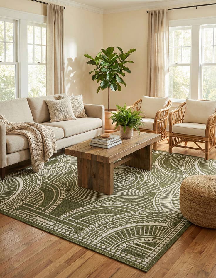Detail image of 7' 10 x 7' 10 Easy-Clean Traditional Indoor / Outdoor Square Rug