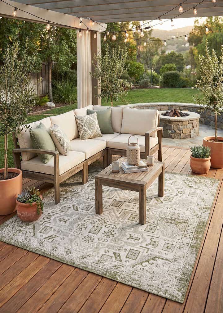 7' 10 x 7' 10 Easy-Clean Aztec Indoor / Outdoor Square Rug