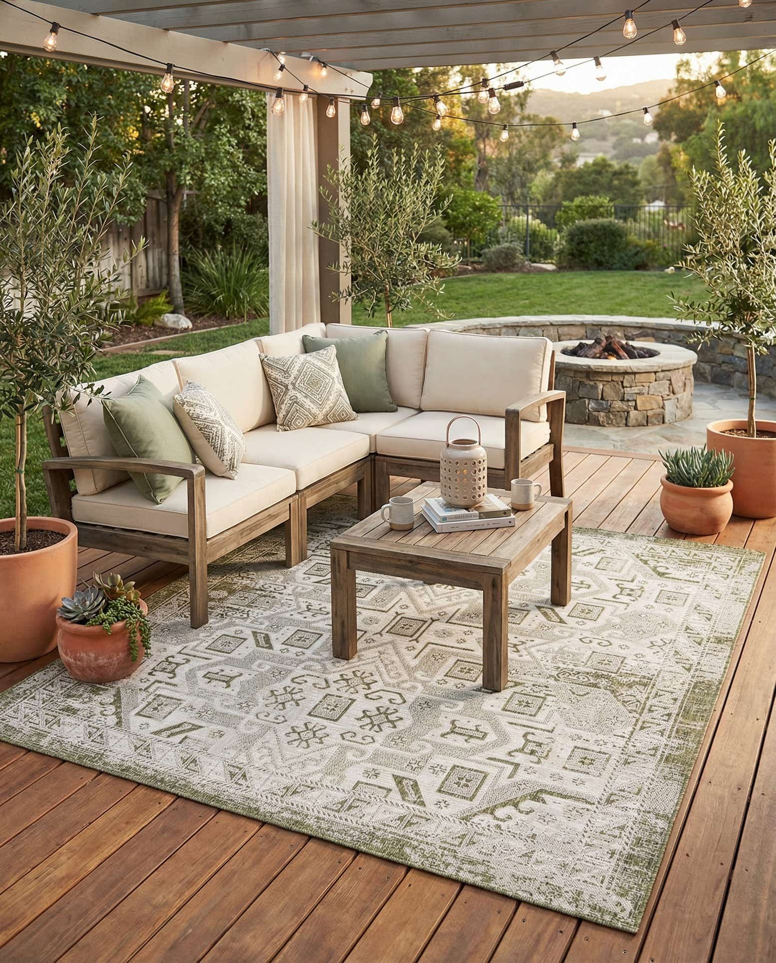 7' 10 x 7' 10 Easy-Clean Aztec Indoor / Outdoor Square Rug