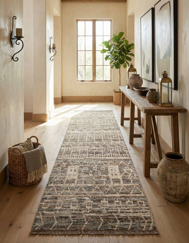 Detail image of 4' 1 x 13' 6  Hand Knotted Moroccan Wool Runner Rug