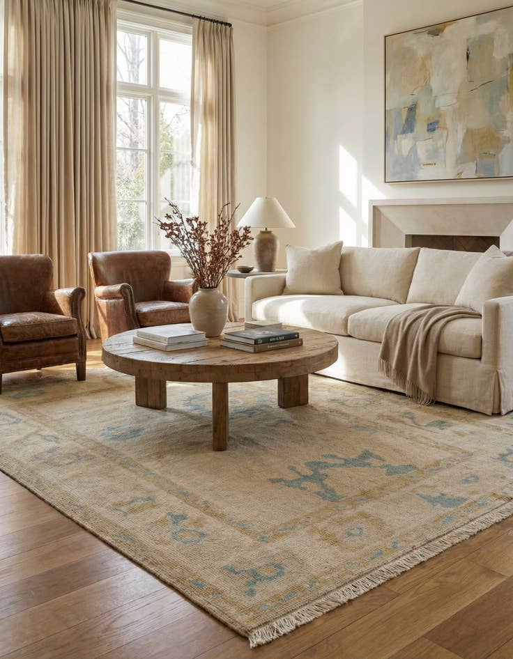 Detail image of 4' x 6'  Hand Knotted Oushak Wool Rug