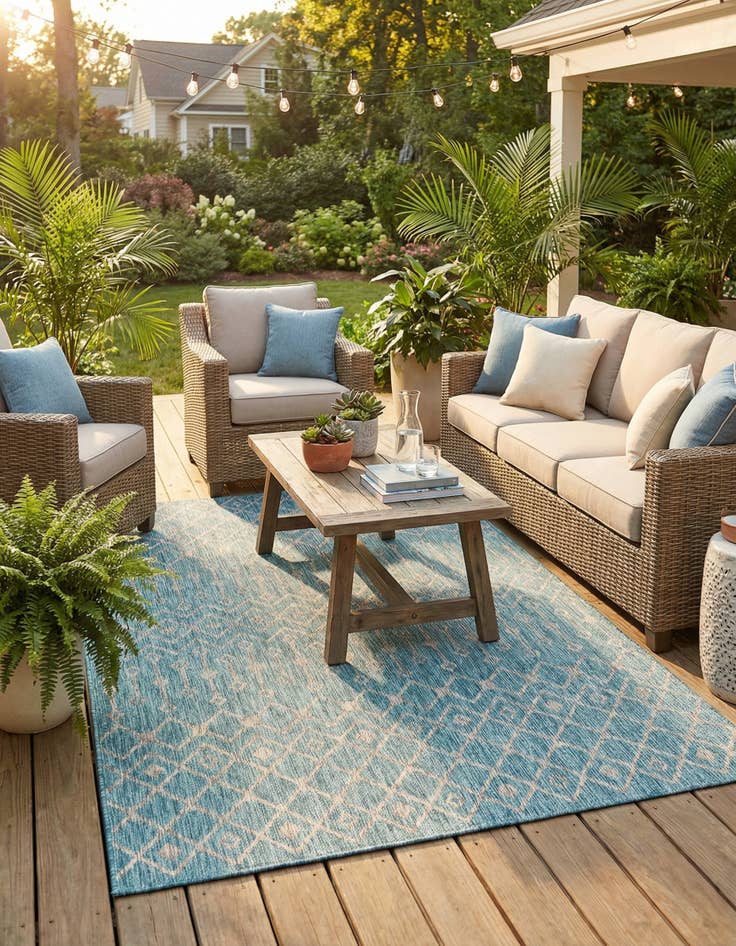 Detail image of  7' x 10'  Washable Lattice Indoor / Outdoor Rug