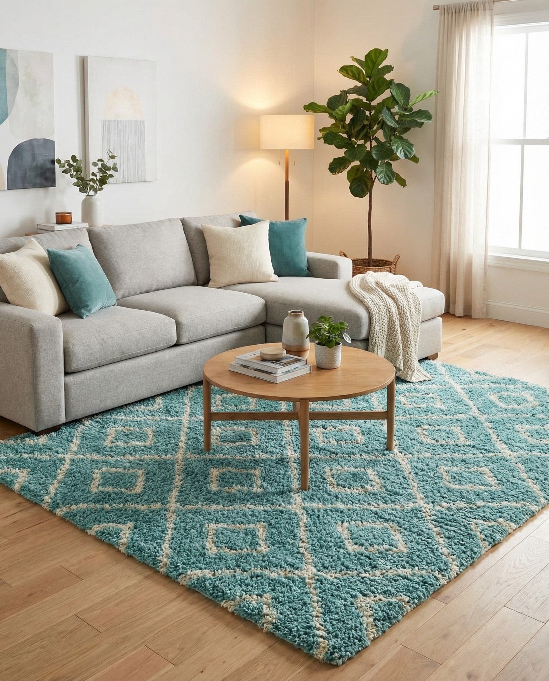  10' x 10' Lattice Shag Square Rug