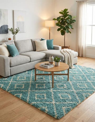 10' x 10' Lattice Shag Square Rug