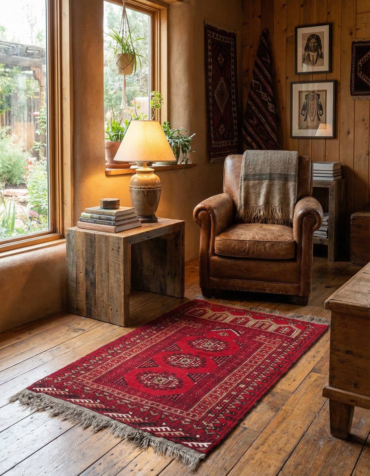 Detail image of 2' 6 x 3' 11  Hand Knotted Afghan Ersari Wool Rug