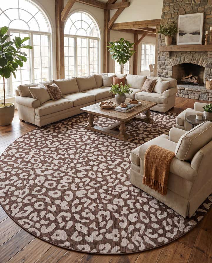 13' x 13' Easy-Clean Safari Indoor / Outdoor Round Rug