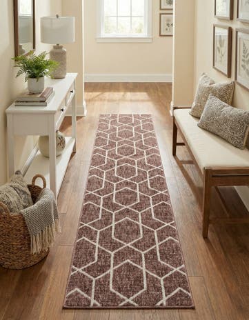 Dusty Rose Eco Trellis Runner Rug