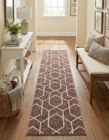 Dusty Rose Eco Trellis Runner Rug