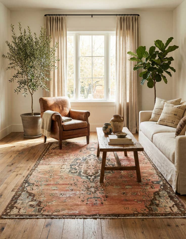 Detail image of 4' 4 x 6' 1  Hand Knotted Ultra Vintage Persian Wool Rug