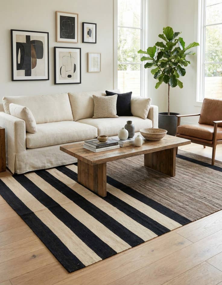 Detail image of 6' 8 x 9' 8  Hand Woven Kilim Modern Wool Rug