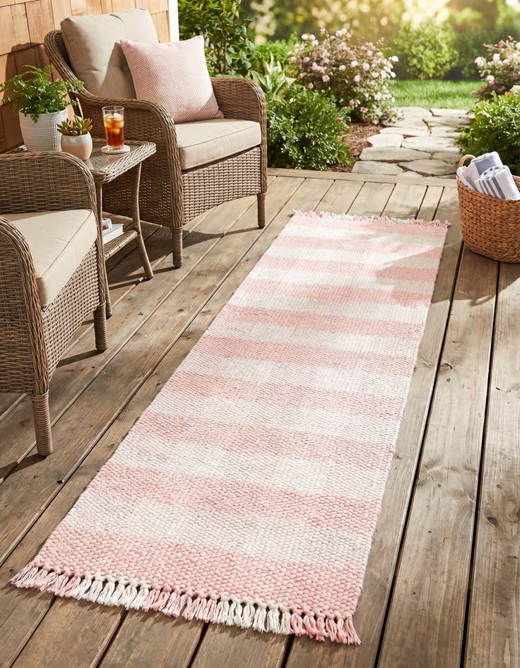 Detail image of 2' x 8' Easy-Clean Eco Plaid Washable Indoor / Outdoor Runner Rug