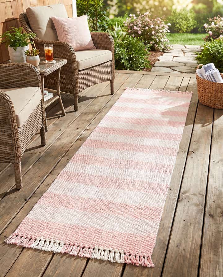 2' x 8' Easy-Clean Eco Plaid Washable Indoor / Outdoor Runner Rug