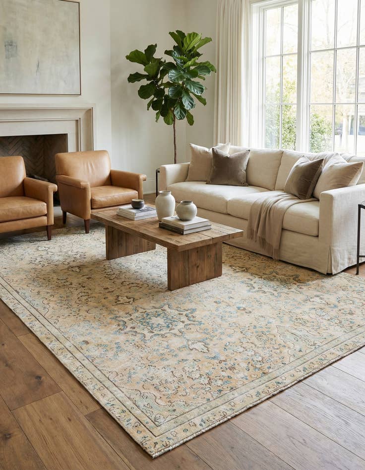 Detail image of  7' 1 x 10' 8  Hand Knotted Ultra Vintage Wool Rug