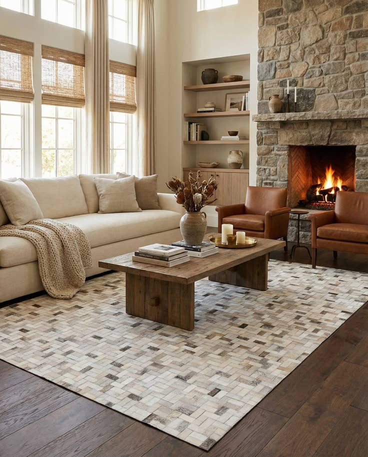 Detail image of 5' 7 x 8' Cowhide Stocks Rug