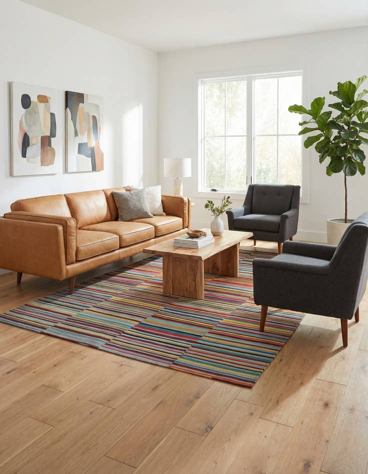 Detail image of 5' 8 x 7' 8  Hand Woven Kilim Modern Wool Rug