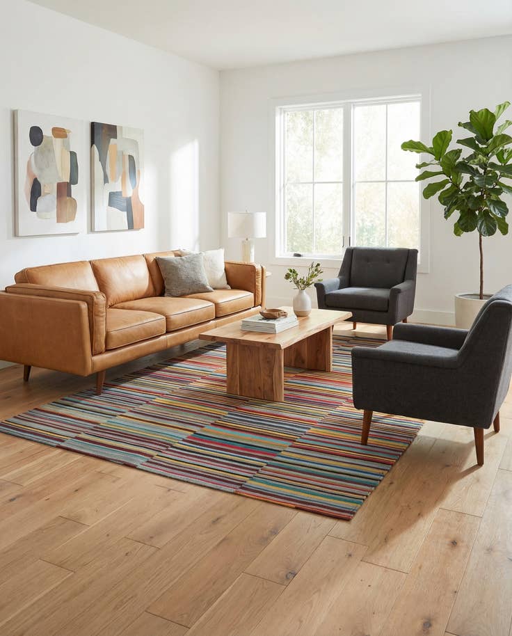 Detail image of 5' 8 x 7' 8 Hand Woven Kilim Modern Wool Rug