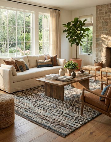 5' 6 x 8' Hand Knotted Moroccan Wool Rug