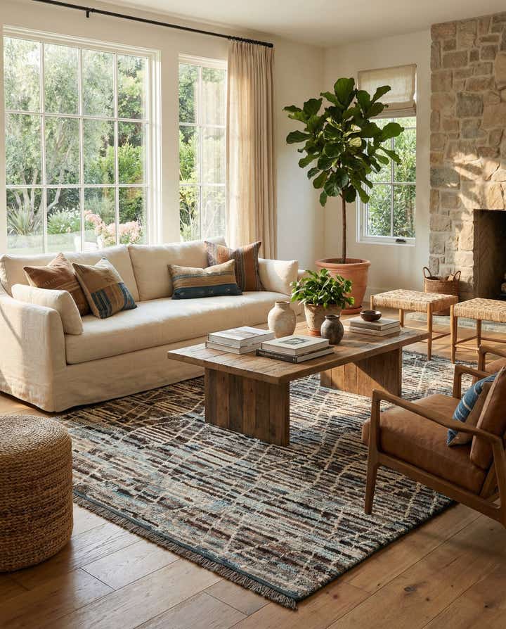 5' 6 x 8' Hand Knotted Moroccan Wool Rug