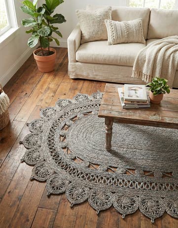 Gray Handmade Braided Jute Oval Rug